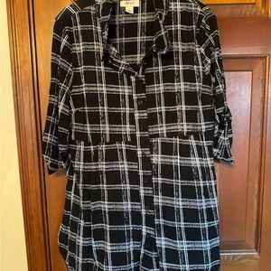 Style & Co. Black and White Checkered Blouse